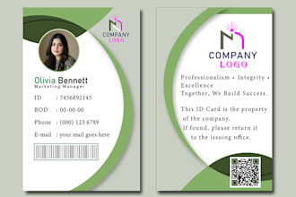 design professional id card, badge, employee and student id