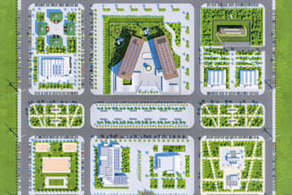 draw and render 2d,3d site plan,landscape design,master plan