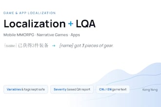 localize and proofread your game or app text between english and chinese