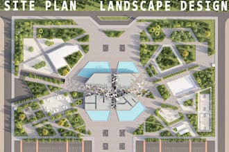 draw and render 2d,3d site plan,landscape design,master plan