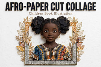 create african paper cut collage illustrations