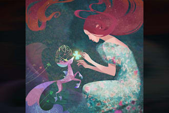 draw fantasy book cover illustration or fairytale art