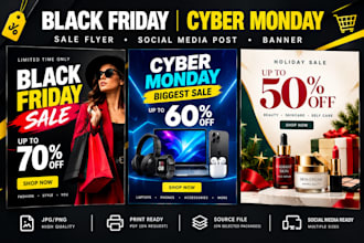 design black friday sale flyer cyber monday social media post christmas banner