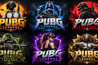 design a professional, gaming, esports, warrior, gamer pubg mascot logo