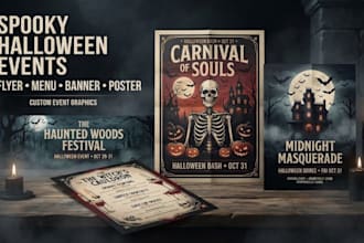 design spooky halloween flyer, menu, banner and poster for your event