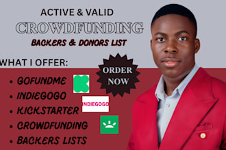 get crowdfunding backers list for kickstarter, indiegogo to raise 7figures