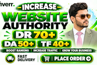 boost domain authority with SEO backlinks DR 70 da 50 tf 40