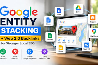 build google entity stacking and web 2 backlinks for local SEO