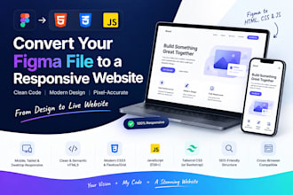 convert figma to modern responsive website with HTML CSS js