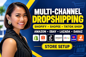 setup shopee lazada shopify tiktok shop amazon ebay dropshipping daraz tiktok