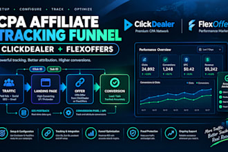 setup clickdealer and flexoffers CPA affiliate marketing tracking funnel
