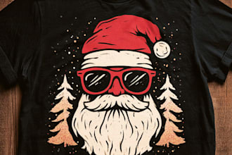 create custom trendy typography christmas t shirt design