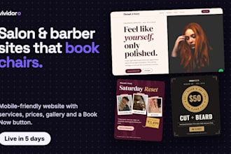 design a modern barbershop salon or spa website with online booking