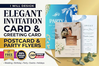 design elegant invitation card, greeting card or postcard