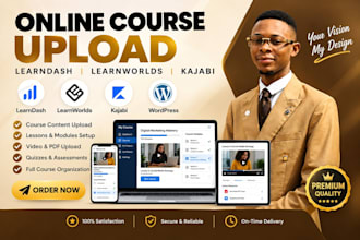 setup online course on kajabi, learnworlds, learndash, thinkific, podia