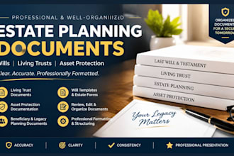 create and organize living trust, will and estate planning document