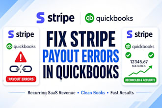 fix stripe payout reconciliation errors, recurring saas revenue in quickbooks