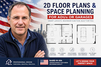 design 2d floor plans and space planning for adus or garages