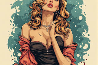 design a unique vintage pinup girl portrait