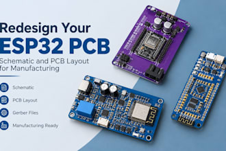 design your esp32 pcb schematic and pcb layout for manufacturing