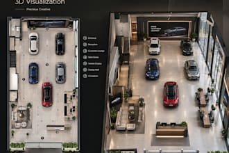 design a modern car showroom interior in 3d