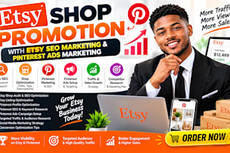 promote your etsy shop with etsy SEO marketing and pinterest ads marketing