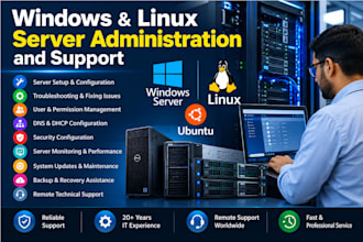 provide windows and linux server administration and support