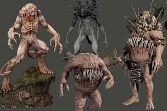 sculpt custom 3d horror monster creature 3d character model stl for 3d printing