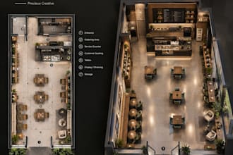 design a modern coffee shop interior in 3d