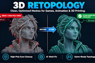 do 3d retopology for scan, ai, and cad models