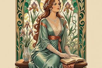 design art nouveau neo traditional vintage portrait