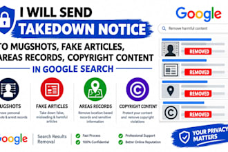 takedown notice to mugshots,fake articles,erase records,copyright in google by