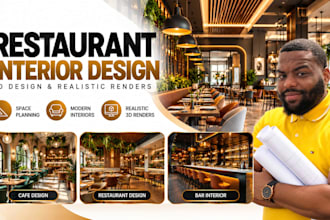 design your restaurant interior with 3d realistic renders