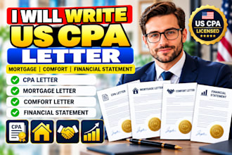 write US CPA letter, mortgage letter, comfort letter, financial statement