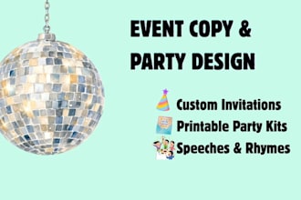 design custom party printables and write event copy
