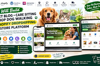 build pet blog care sitting shop dog walking shopify dropshipping store platform