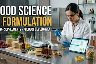 be your food scientist for food, supplement formulation and food science task