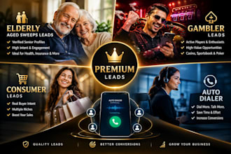 premium elderly aged sweeps leads, gambler leads, consumer leads, auto dialer