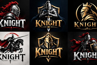 design a professional medieval, warrior, gaming, mascot, or heraldic knight logo