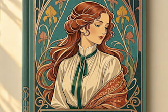 illustrate a vintage art nouveau book cover