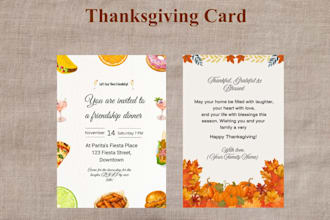 design custom birthday invitation or thanksgiving card