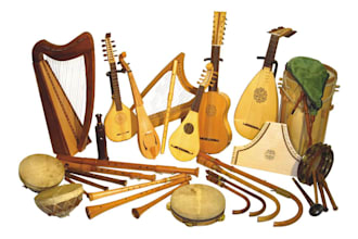 recordlute,harp,lyre, recorder,crumhorn,hurdygurdy, cornet,dulcimerfor medieval