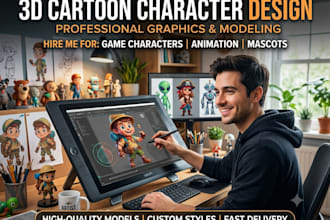 create a 3d cartoon character for games and animation
