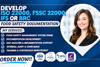 develop iso 22000, fssc 22000, ifs or brc food safety documentation