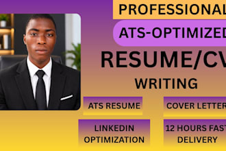 write a professional ats friendly resume and cover letter