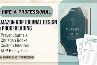 do amazon kdp journal design, proofread, prayer journal, christian book journal