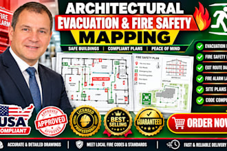 design architectural emergency evacuation map and fire safety plan