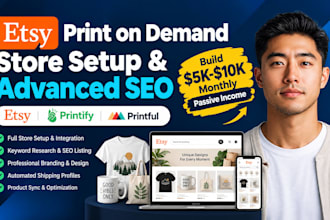 etsy print on demand store setup with printify printful and etsy seo