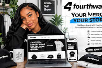 fourthwall website christmas merchandise pod set streetwear tshirt store design