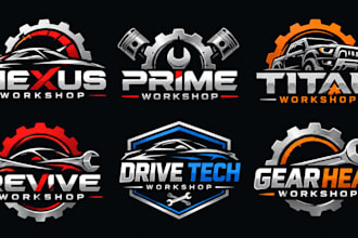 design a professional mechanic garage, repair, automotive industry workshop logo